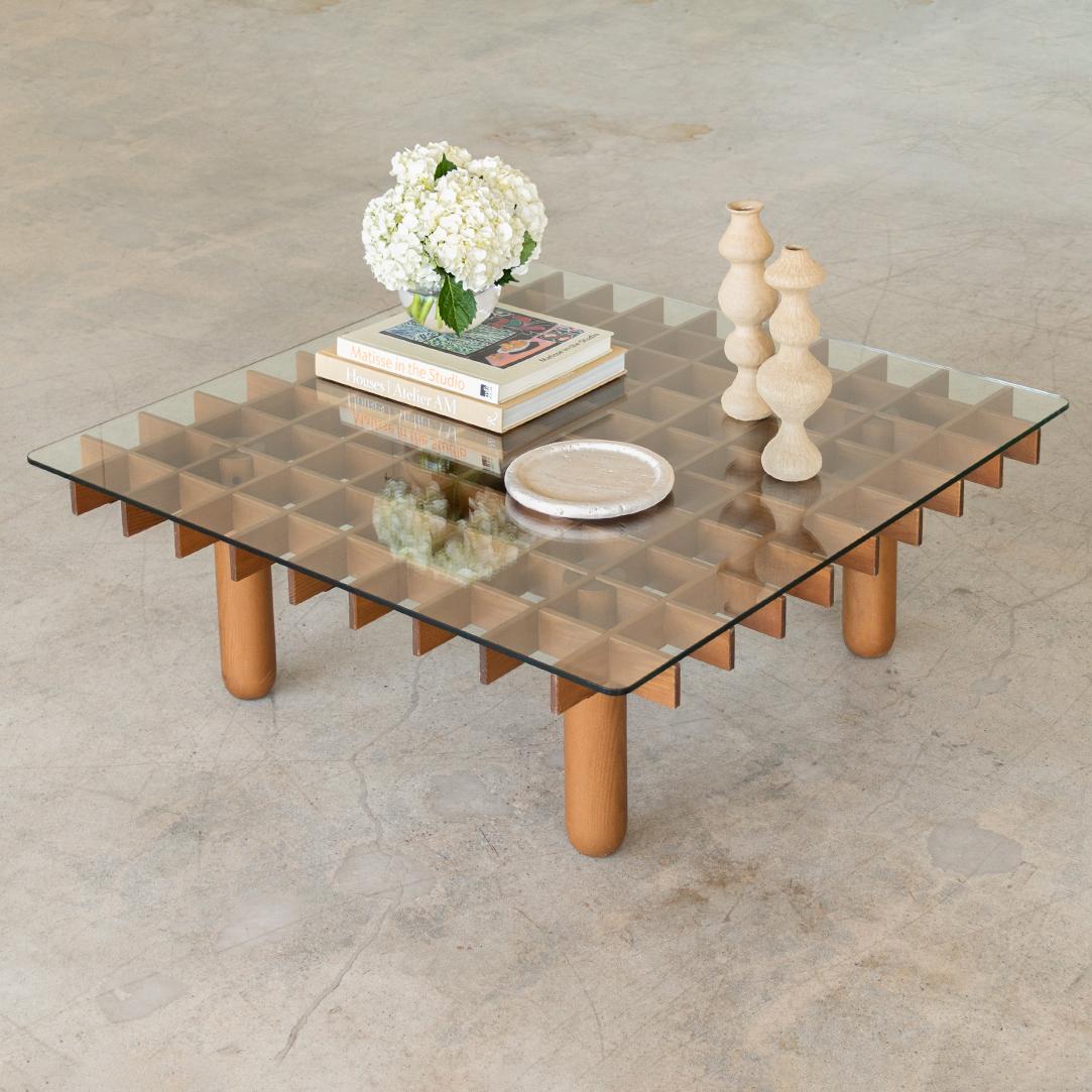 Italian Wood and Glass Coffee Table 1