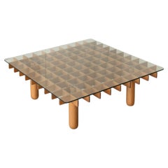 Italian Wood and Glass Coffee Table