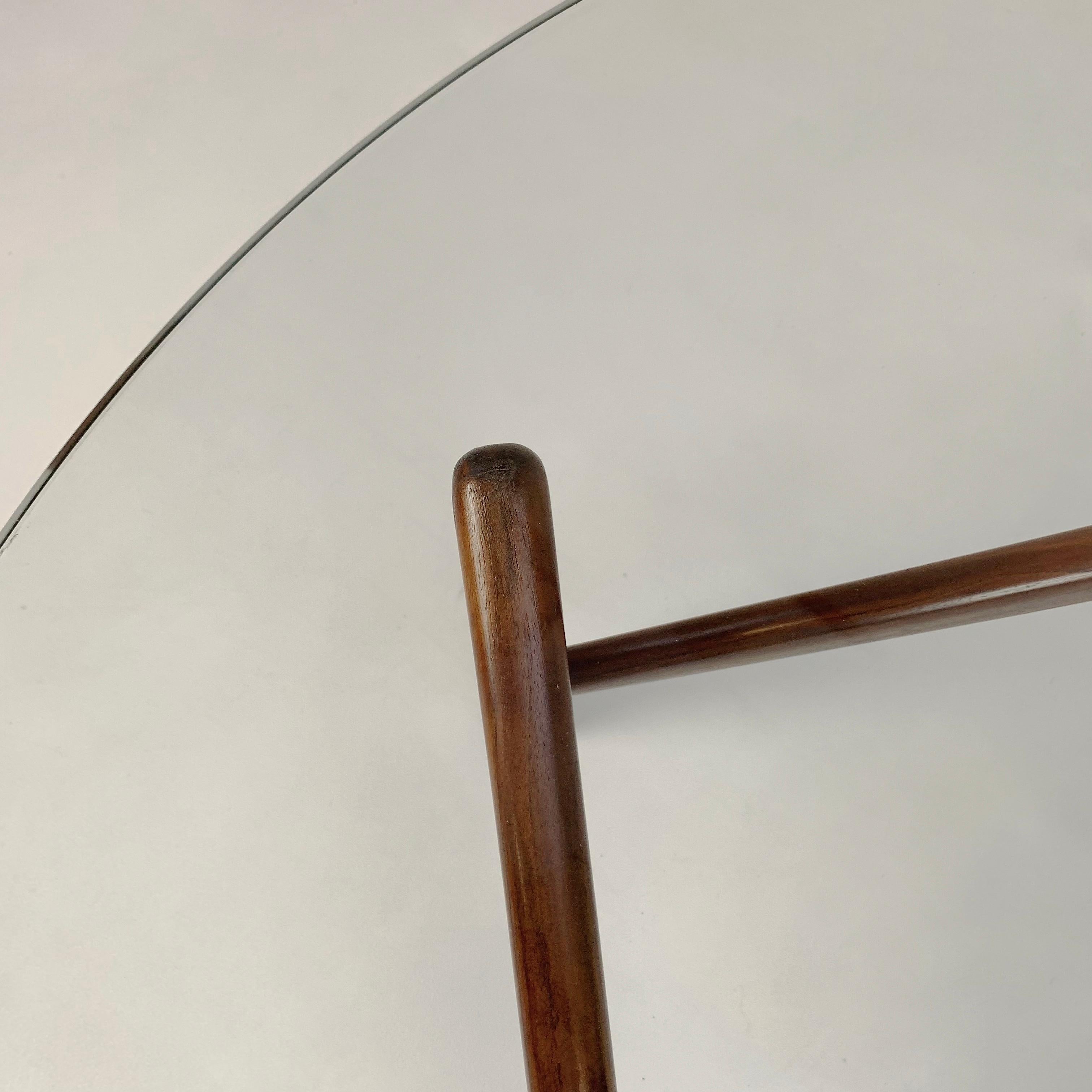 Italian Wood and Glass Round Coffee Table, circa 1960. 6