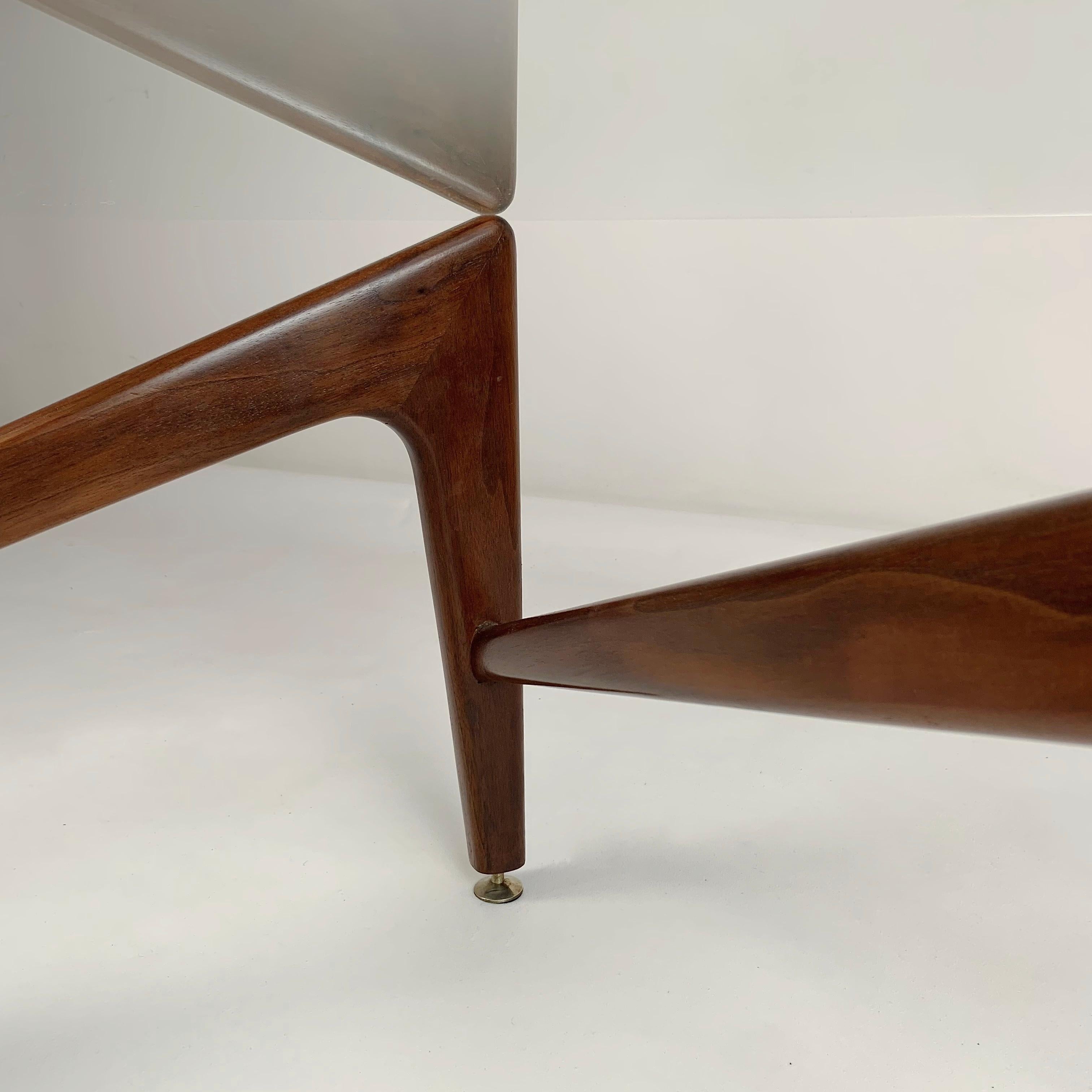 Italian Wood and Glass Round Coffee Table, circa 1960. 8