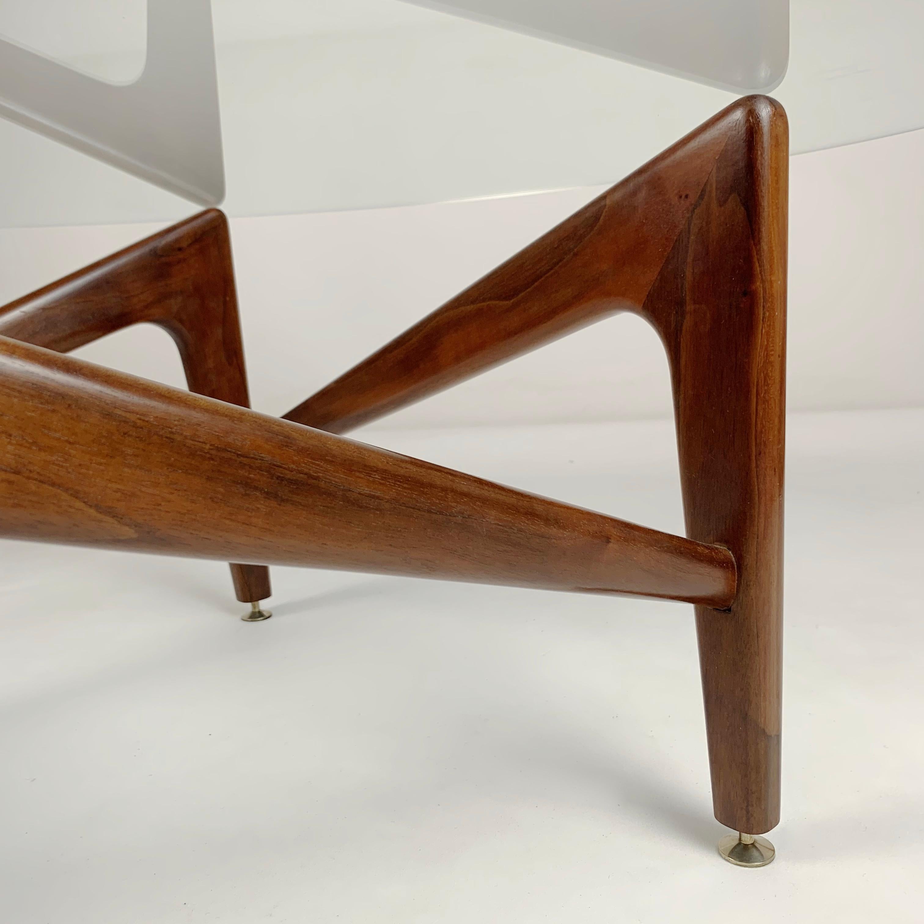 Italian Wood and Glass Round Coffee Table, circa 1960. 1