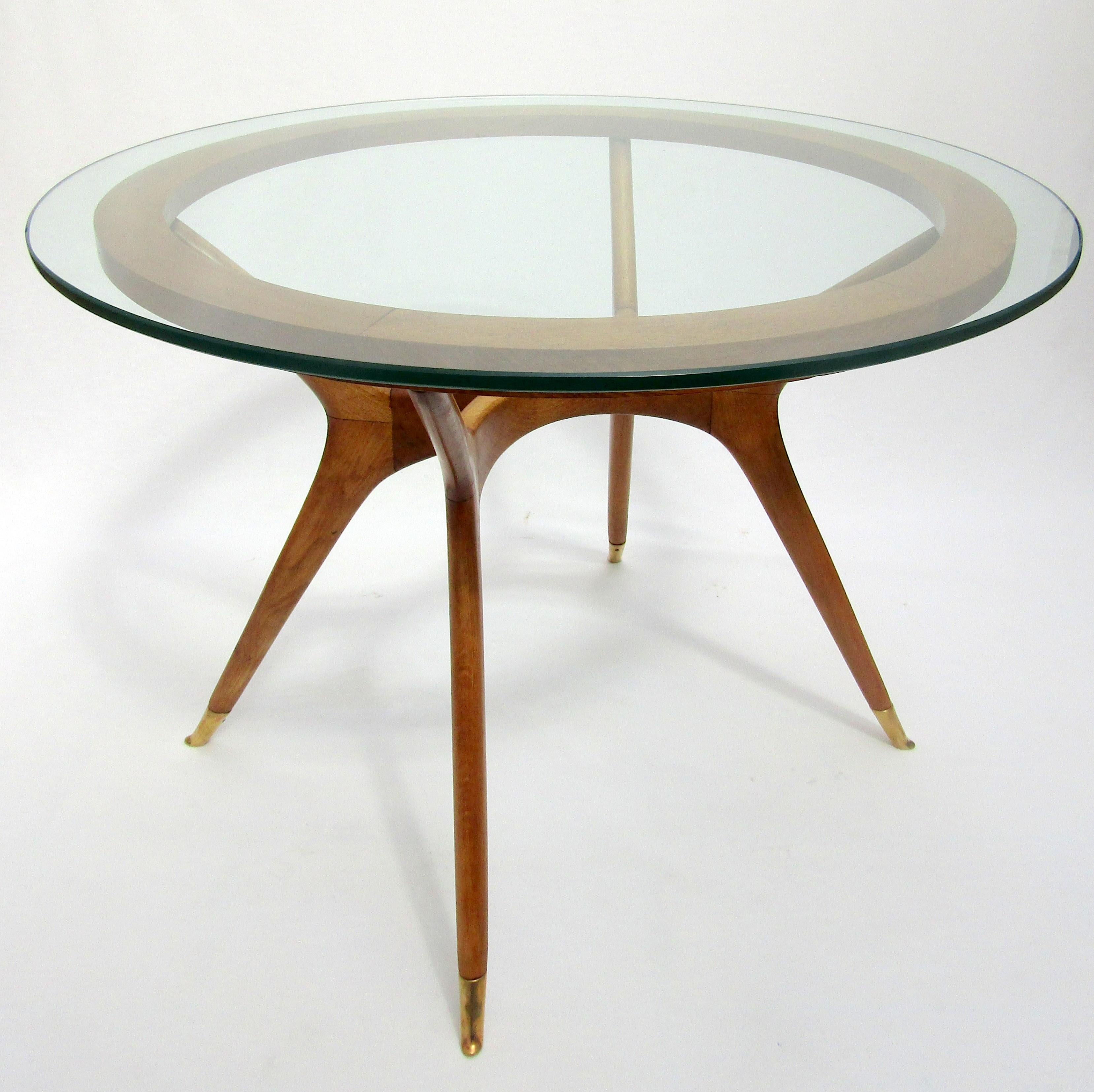 Mid-Century Modern Italian Wood and Glass Side Table