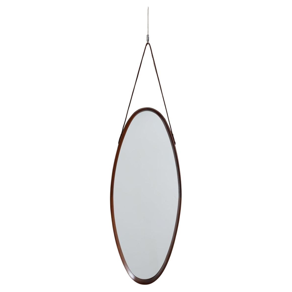 Italian Wood and Leather Mirror