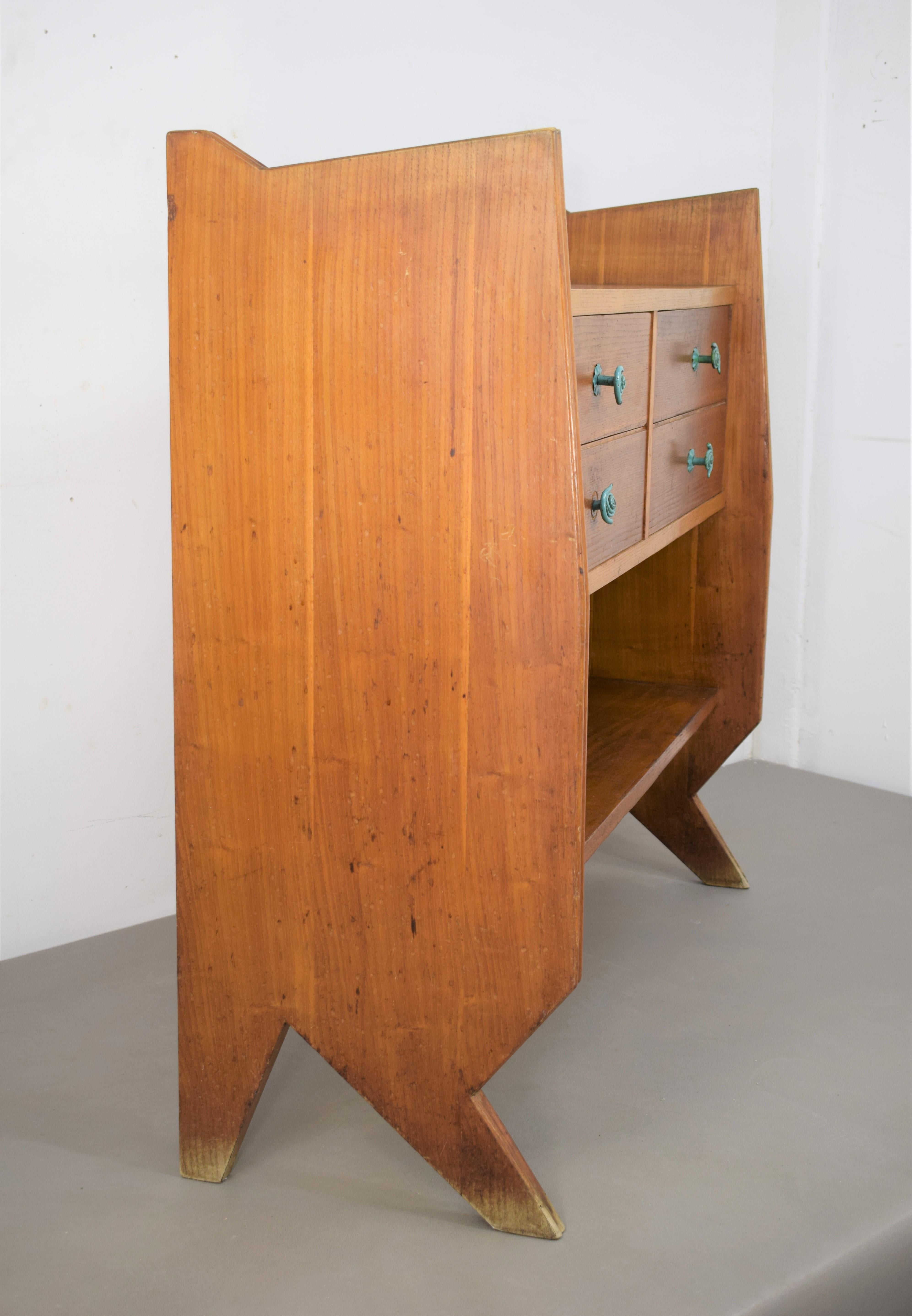 Mid-20th Century Italian Wood and Metal Consolle, 1960s