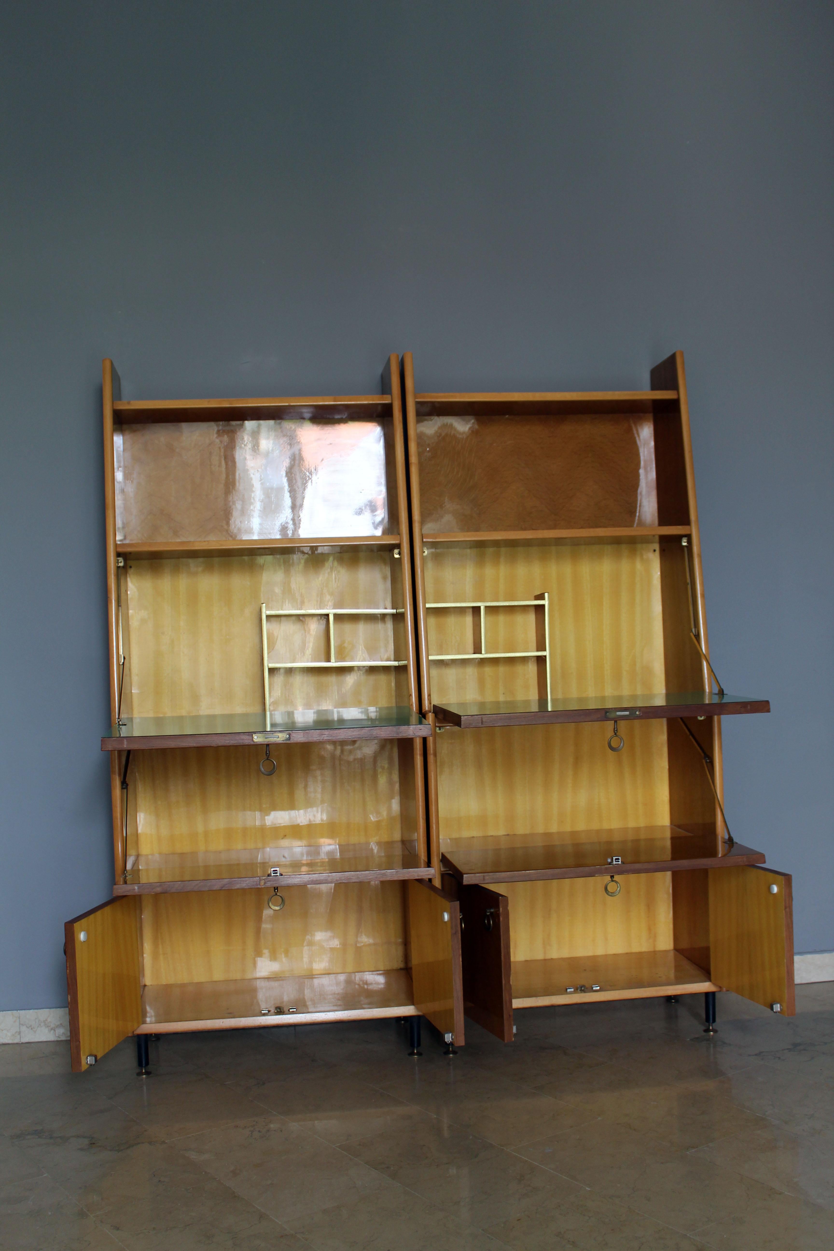 Italian Wood and Metal Writing Desk in Scandinavian Style, Set of Two, 1950s 14