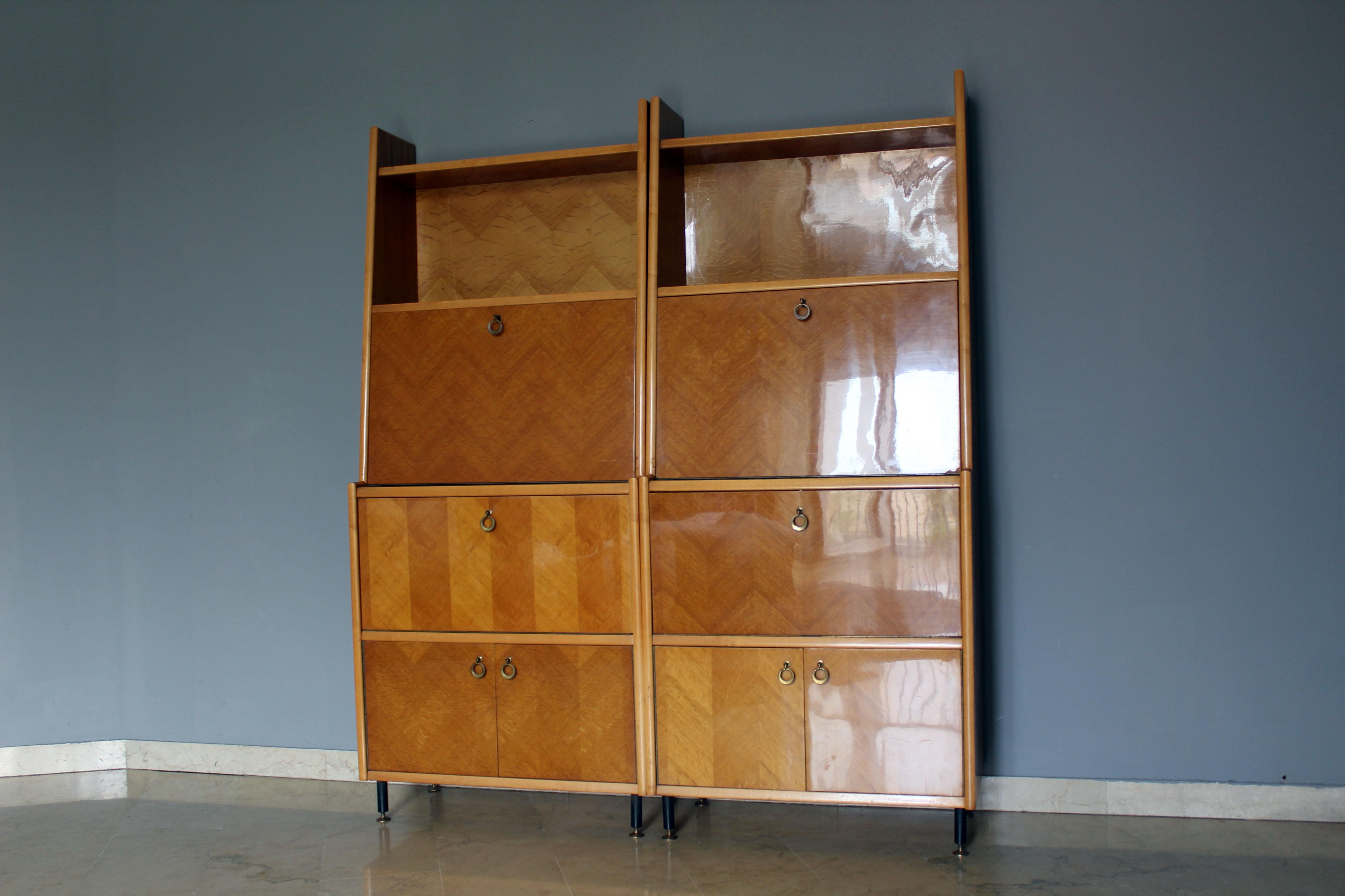 Two secretaire in Scandinavian style with folding table.
Made in Italy, circa 1950.