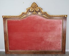 Italian Wood and Parcel-Gilt Pink Velvet Headboard