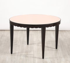 Italian Wood and Rose Gold Glass Scalloped Coffee Table, circa 1950