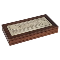 Scatola da tavolo in legno e argento "Pipes" di Ottaviani, 1976