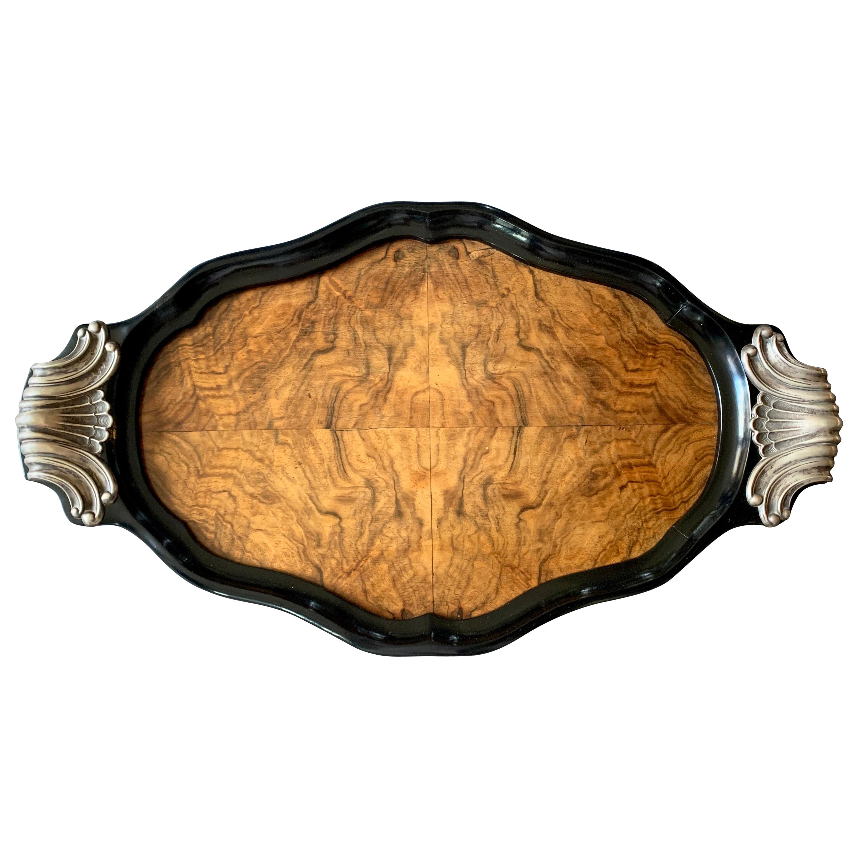 Italian Wood and Silver Tray