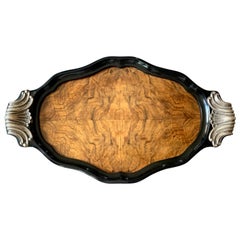 Vintage Italian Wood and Silver Tray
