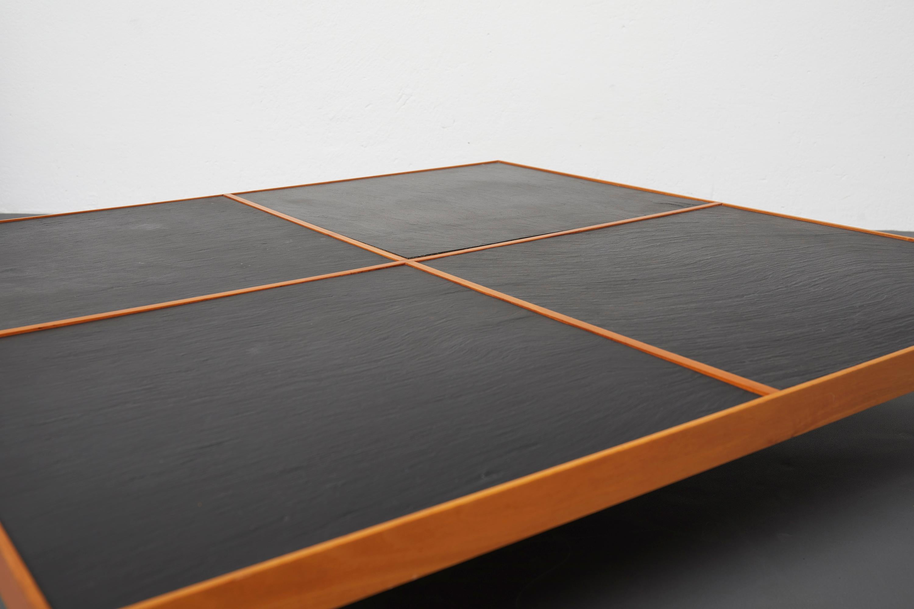 Late 20th Century Italian Wood and Slate Coffee Table by Piero de Martini, Cassina 1980 For Sale