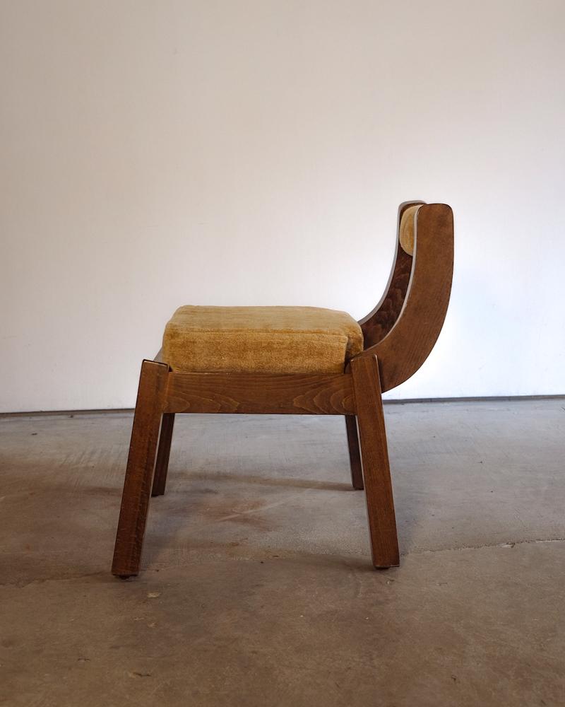 Italian Wood and Velvet Chairs In Good Condition For Sale In New York, US