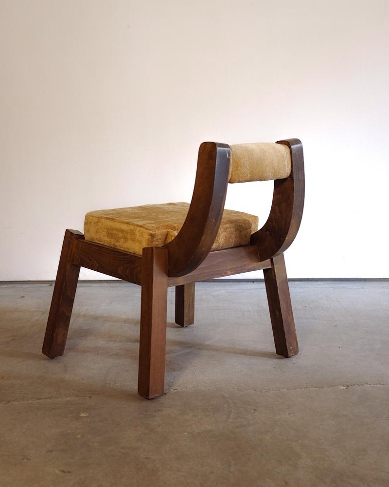 20th Century Italian Wood and Velvet Chairs For Sale