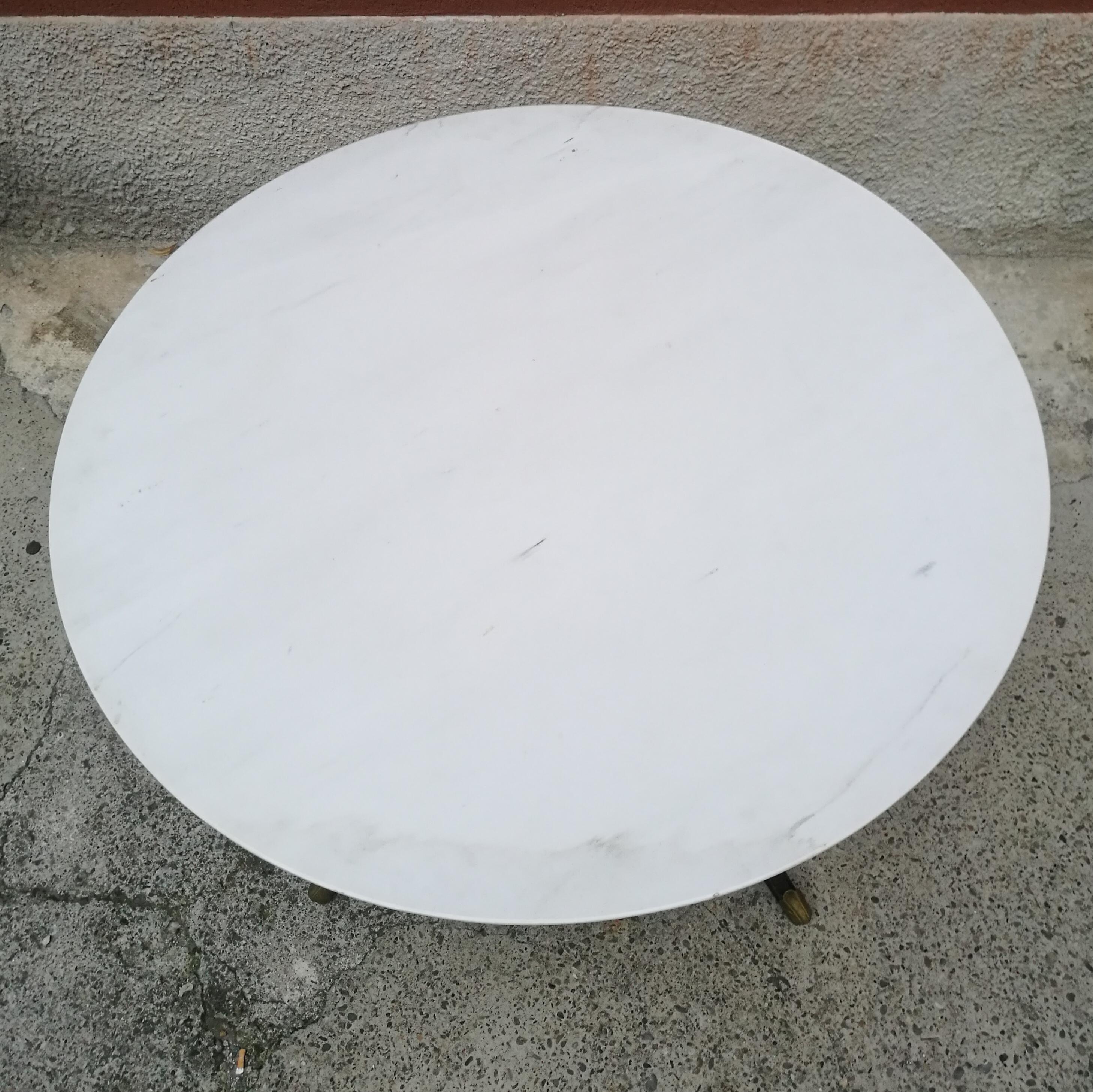 Italian Wood and White Marble Dining Table, 1950s In Good Condition In MIlano, IT