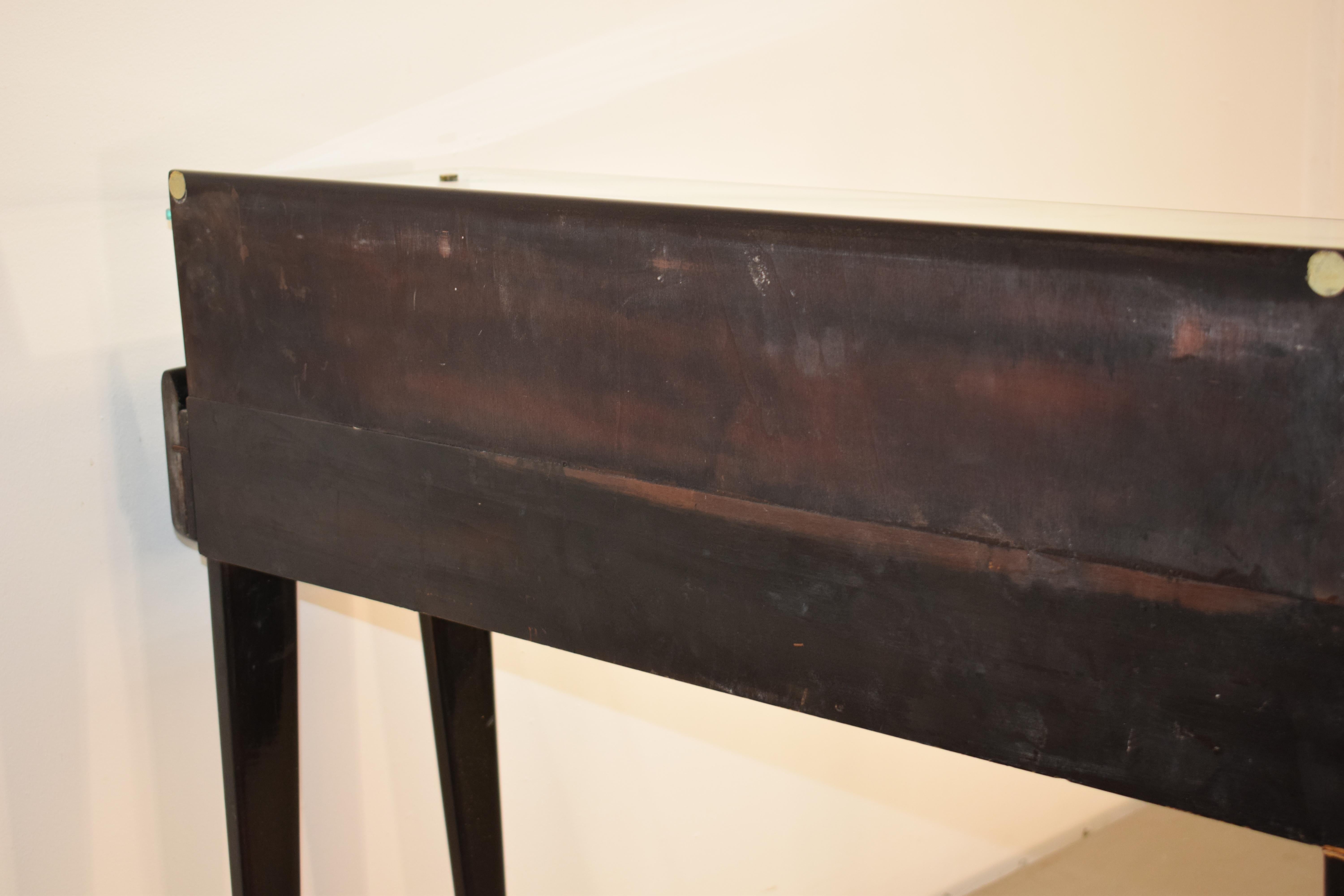 Italienische Konsole aus Holz, Messing und Glas, 1950er-Jahre 4
