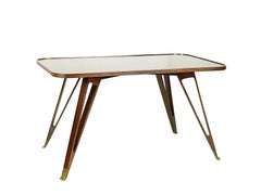 Italian Wood & Brass Mid-Century Modern Coffee Table Attrib. to Paolo Buffa