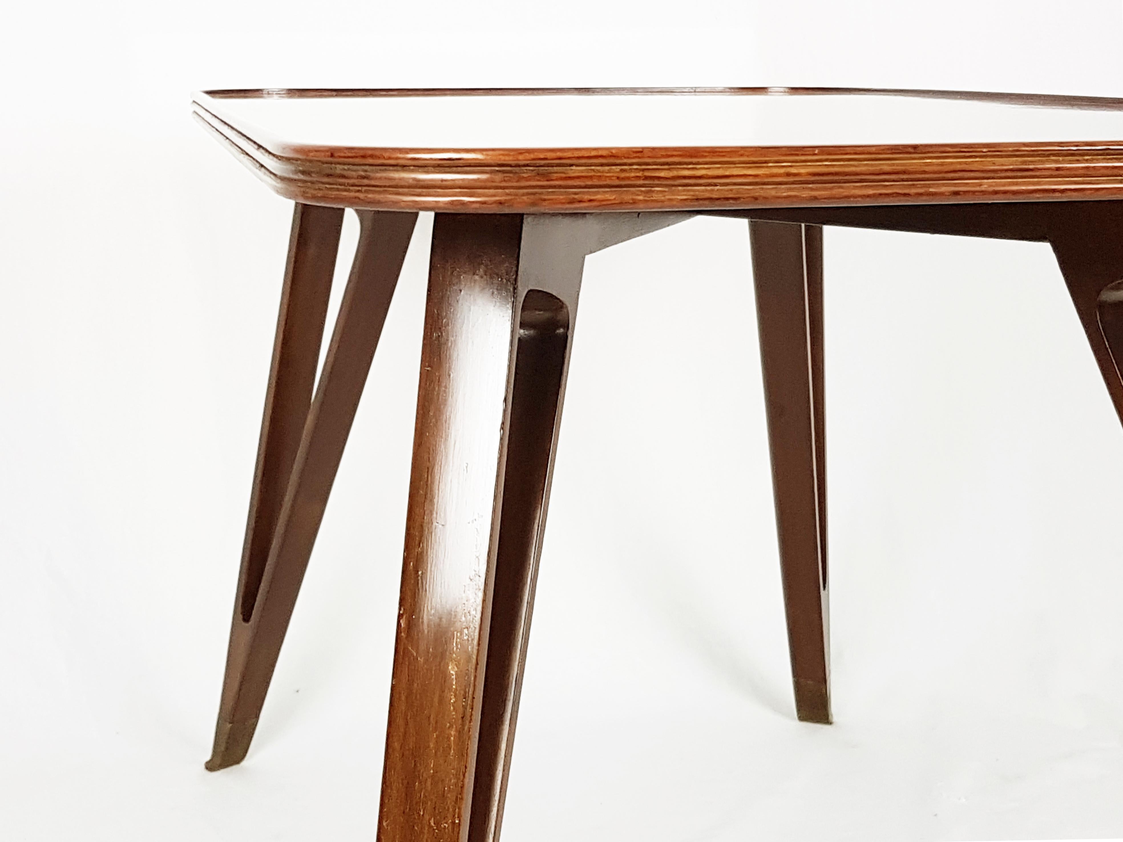 Mid-20th Century Italian Wood & Brass Mid-Century Modern Coffee Table Attrib. to Paolo Buffa For Sale