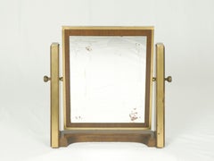 Italian Wood & Brass Table Mirror, 1960s