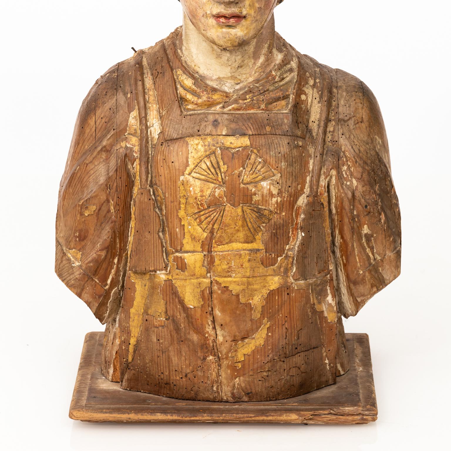 Italian wood bust of a 