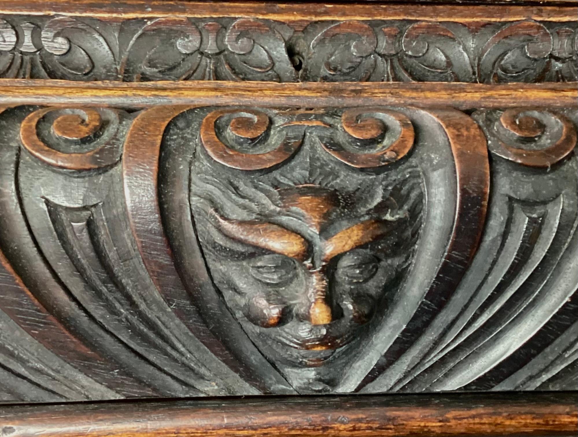 19th Century Italian Wood Carved Casket Box For Sale