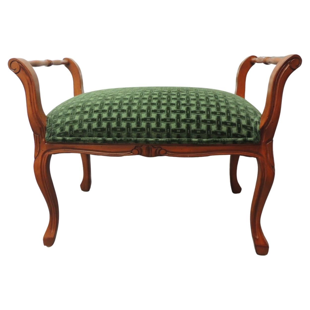 Italian Wood Carved Upholstered Bench
