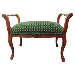 Italian Wood Carved Upholstered Bench