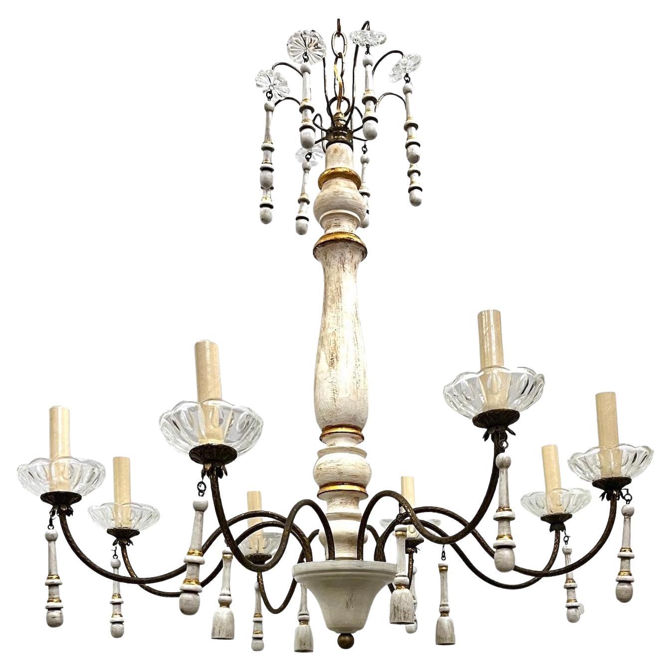 Italian Wood Chandelier For Sale