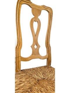 Italian Wood Dining Chair with Rush Seat, Pickle Finish, Classic Rustic Italian