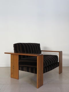 Italian Wood Fabric Artona Armchair Design Afra & Tobia Scarpa for Maxalto 1970s
