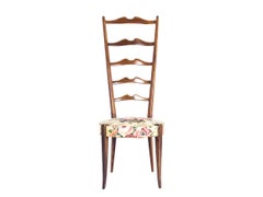 Italian Wood & Fabric High-Back Mid Century side chairs from Minotti, Set of 2