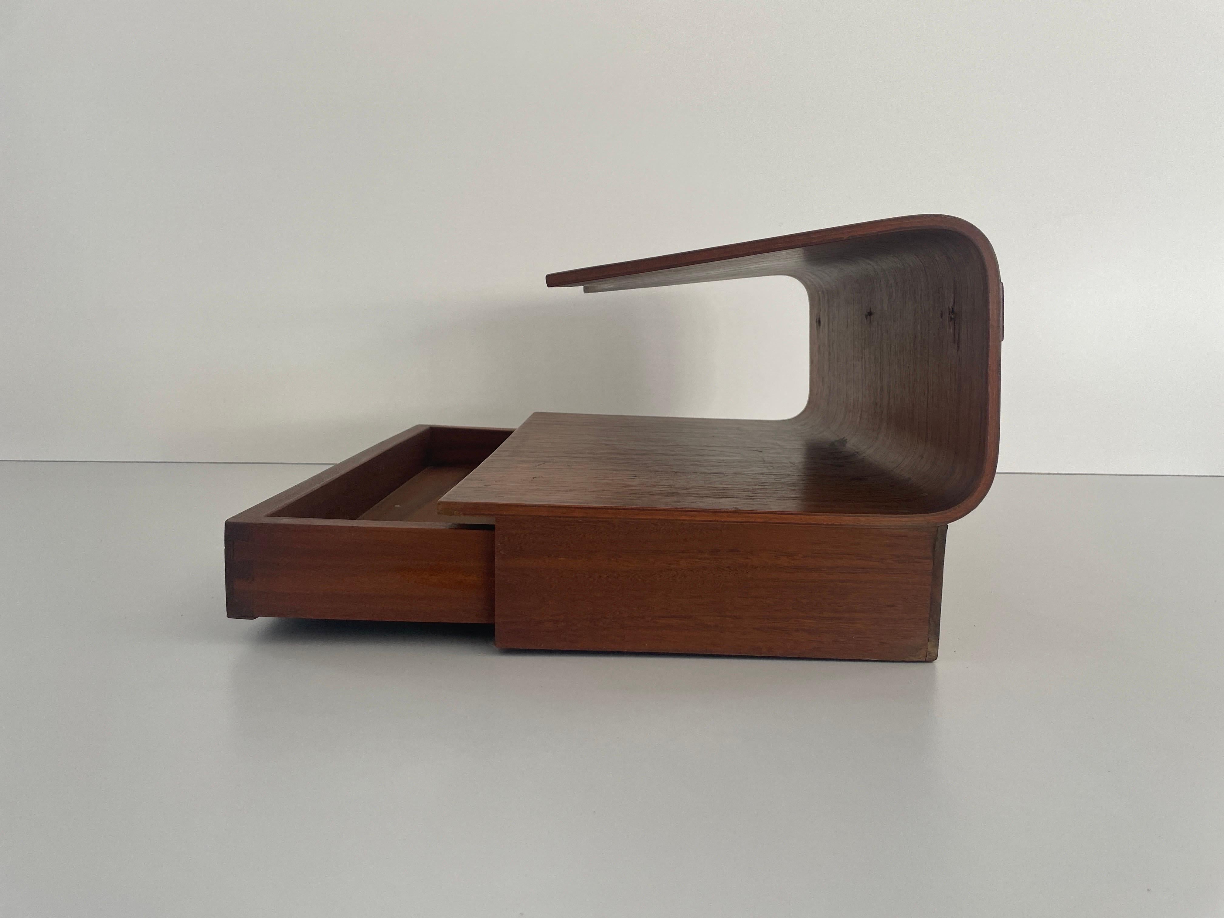 Italian Wood Floating Shelf with Drawer, 1960s, Italy For Sale 5