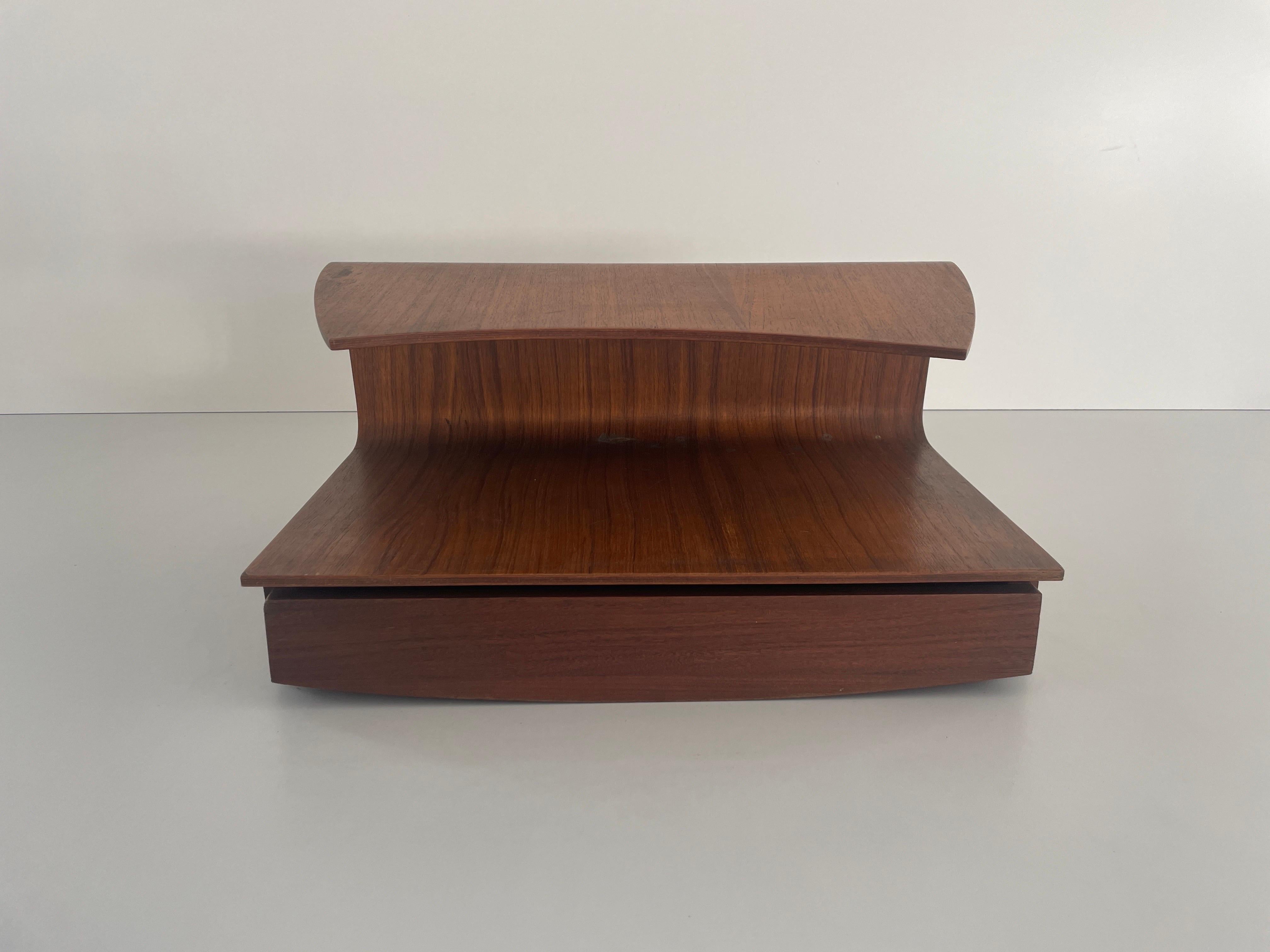 Mid-Century Modern Italian Wood Floating Shelf with Drawer, 1960s, Italy For Sale