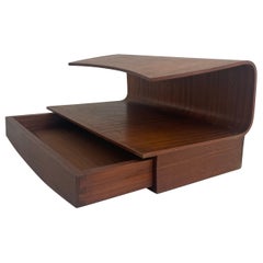 Italian Wood Floating Shelf with Drawer, 1960s, Italy