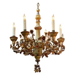 Italienischer Blumen-Kronleuchter aus Holz