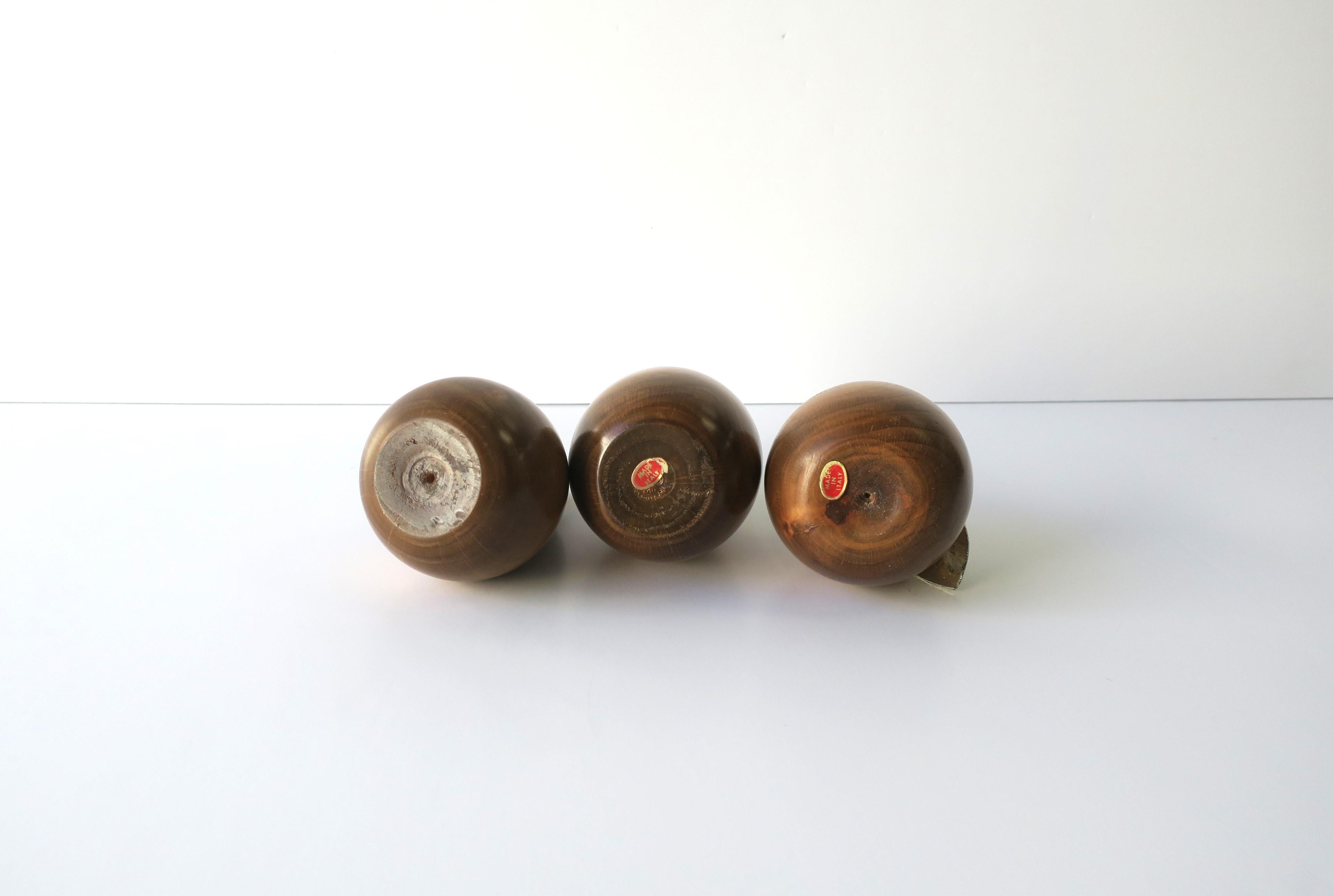 Italian Wood Fruit Apple Pineapple & Pear Sculpture Objects, Set of 3 3