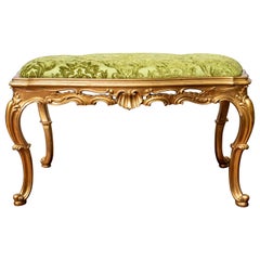 Italian Wood Gilt Bench with Cushion