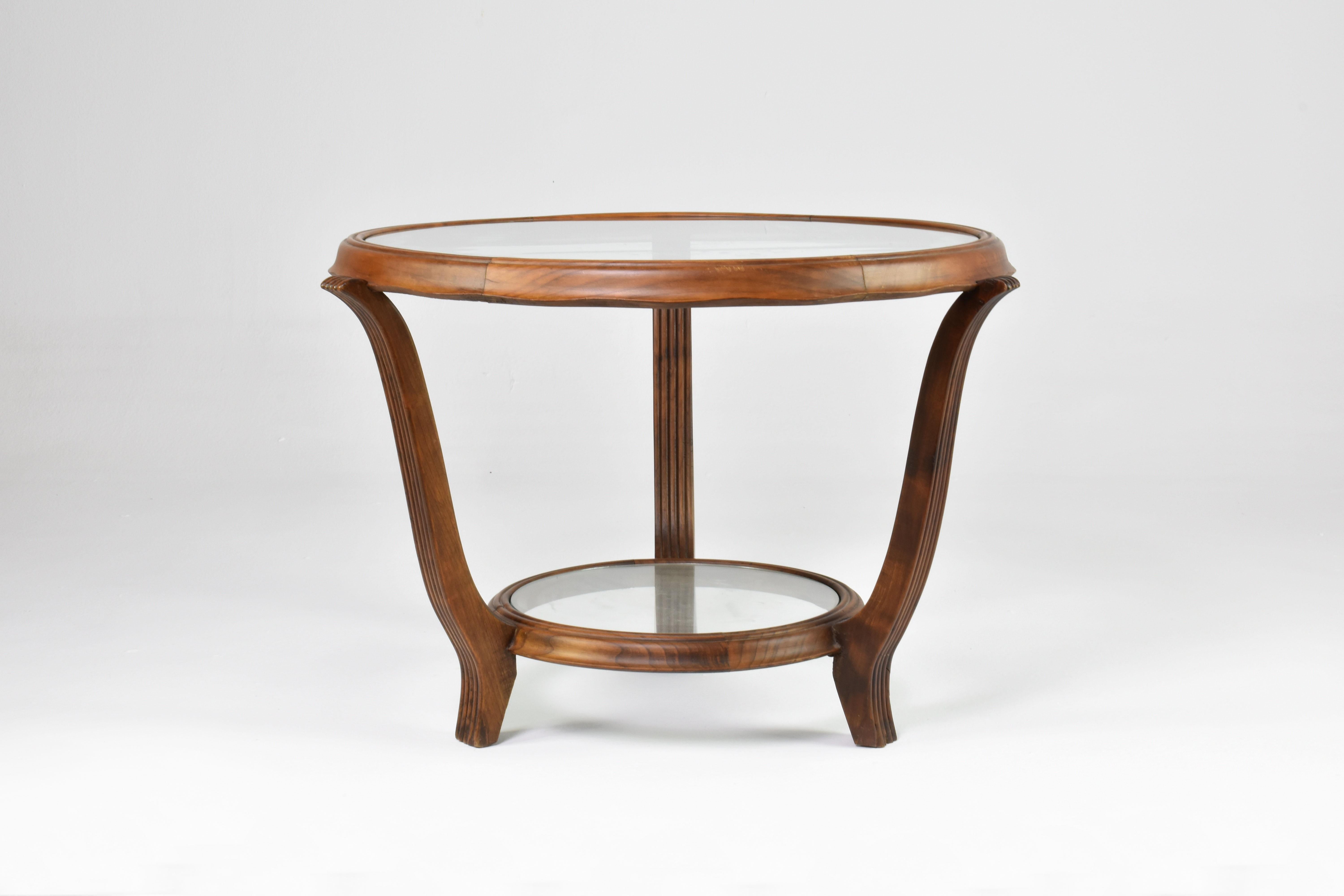 Italian Wood & Glass Coffee Table Attributed to Paolo buffa, 1940-50s 6