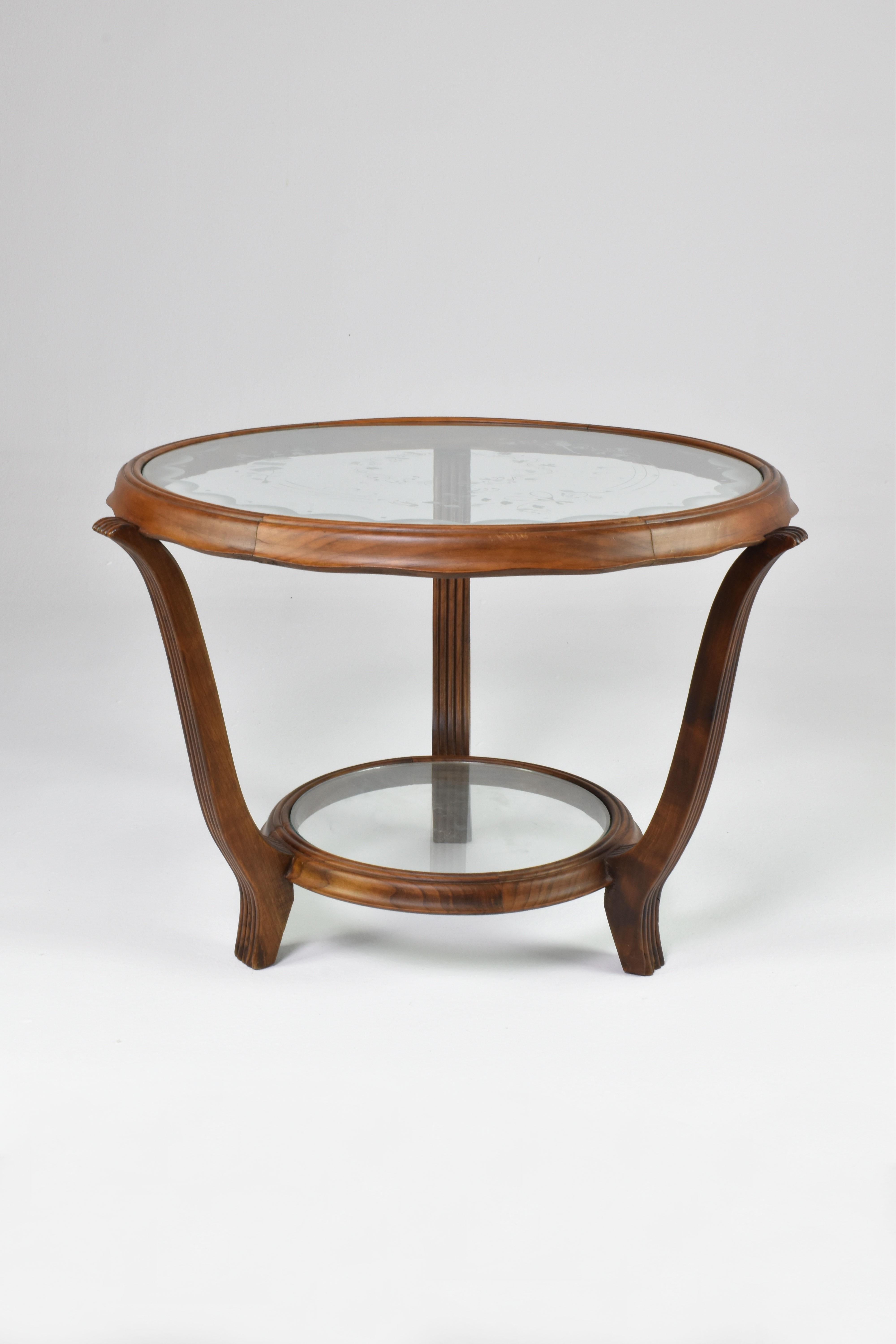 Italian Wood & Glass Coffee Table Attributed to Paolo buffa, 1940-50s 7