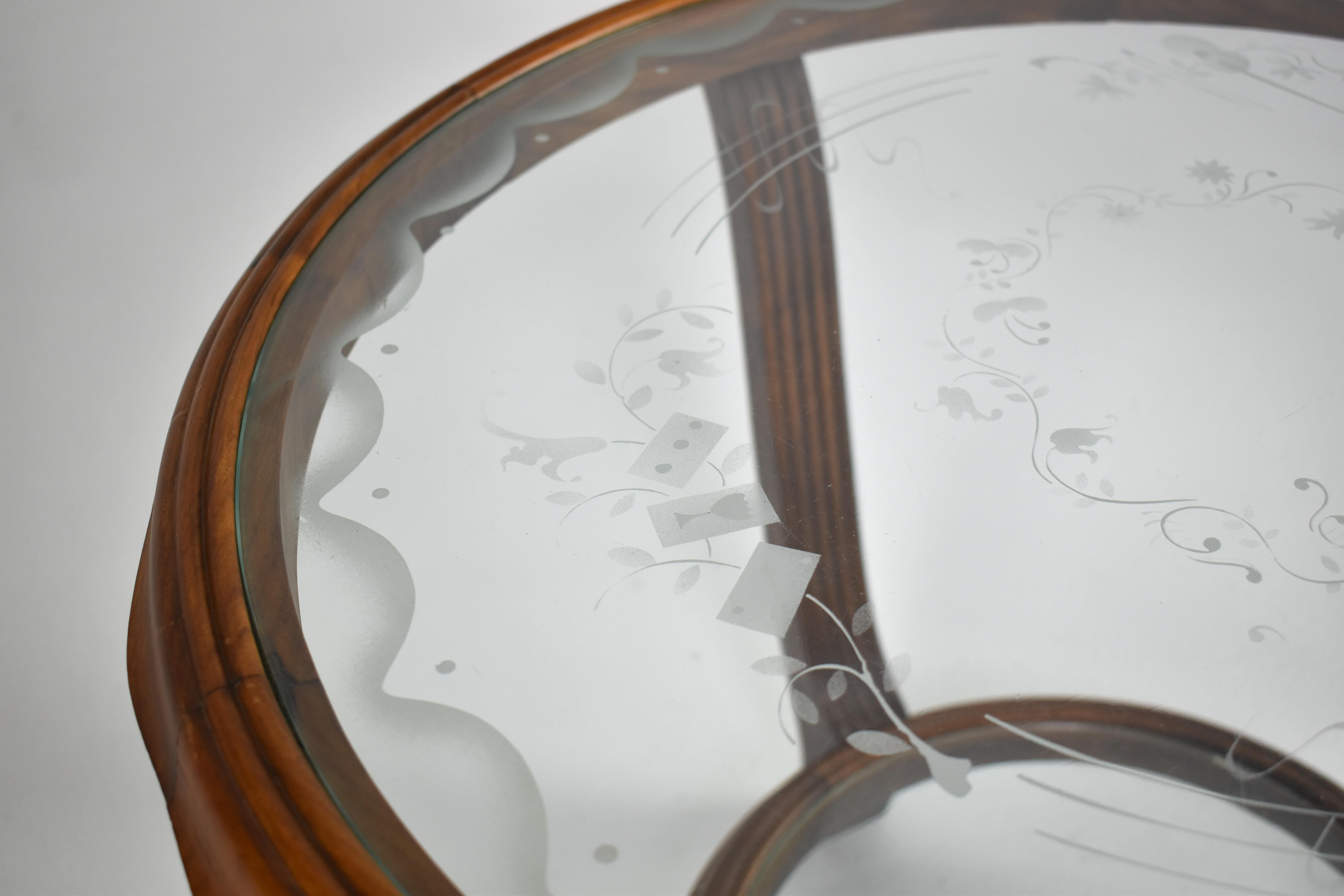 Mid-20th Century Italian Wood & Glass Coffee Table Attributed to Paolo buffa, 1940-50s