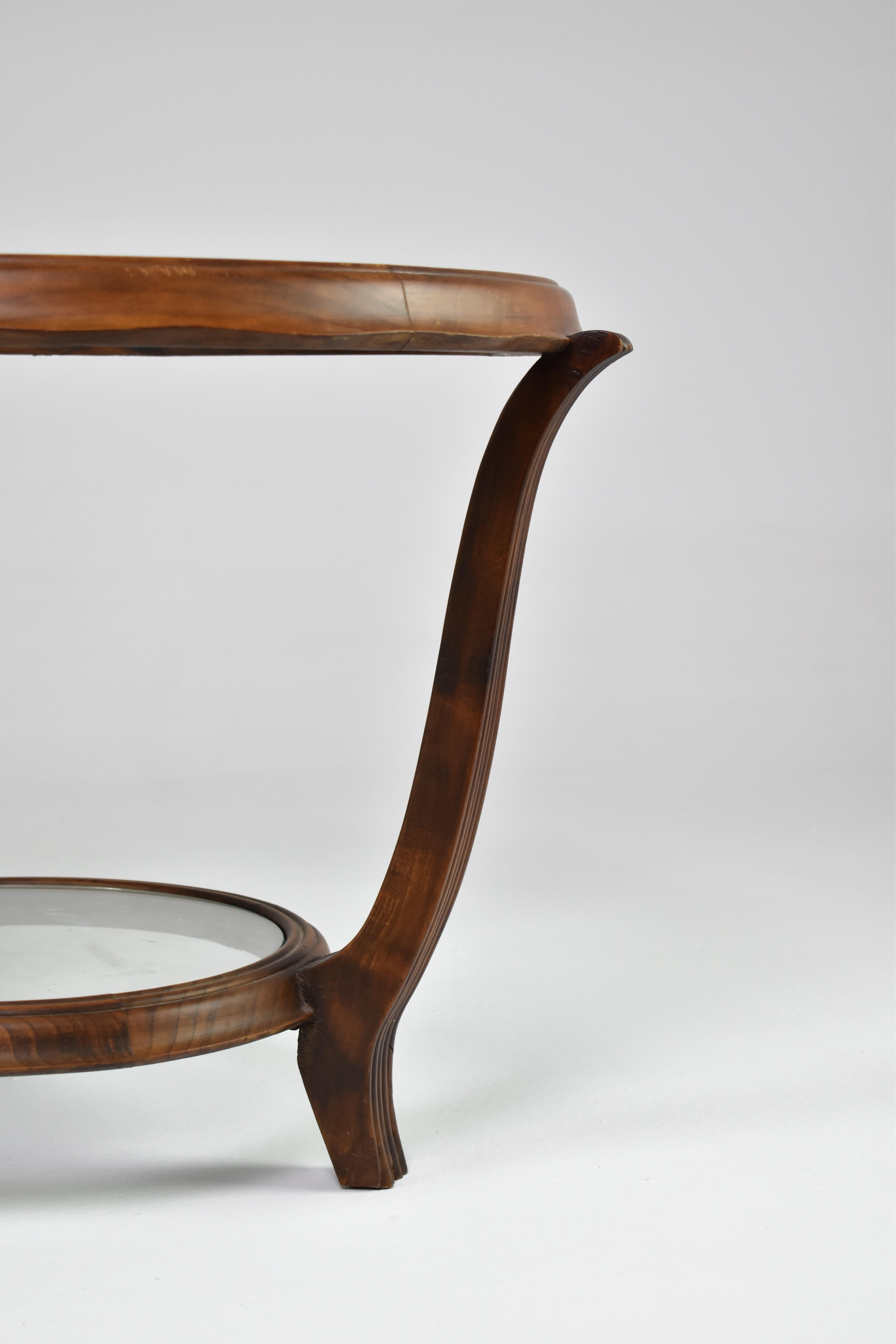 Italian Wood & Glass Coffee Table Attributed to Paolo buffa, 1940-50s 2