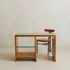 Bureau italien en bois et verre à la manière de Paolo Buffa, années 1950