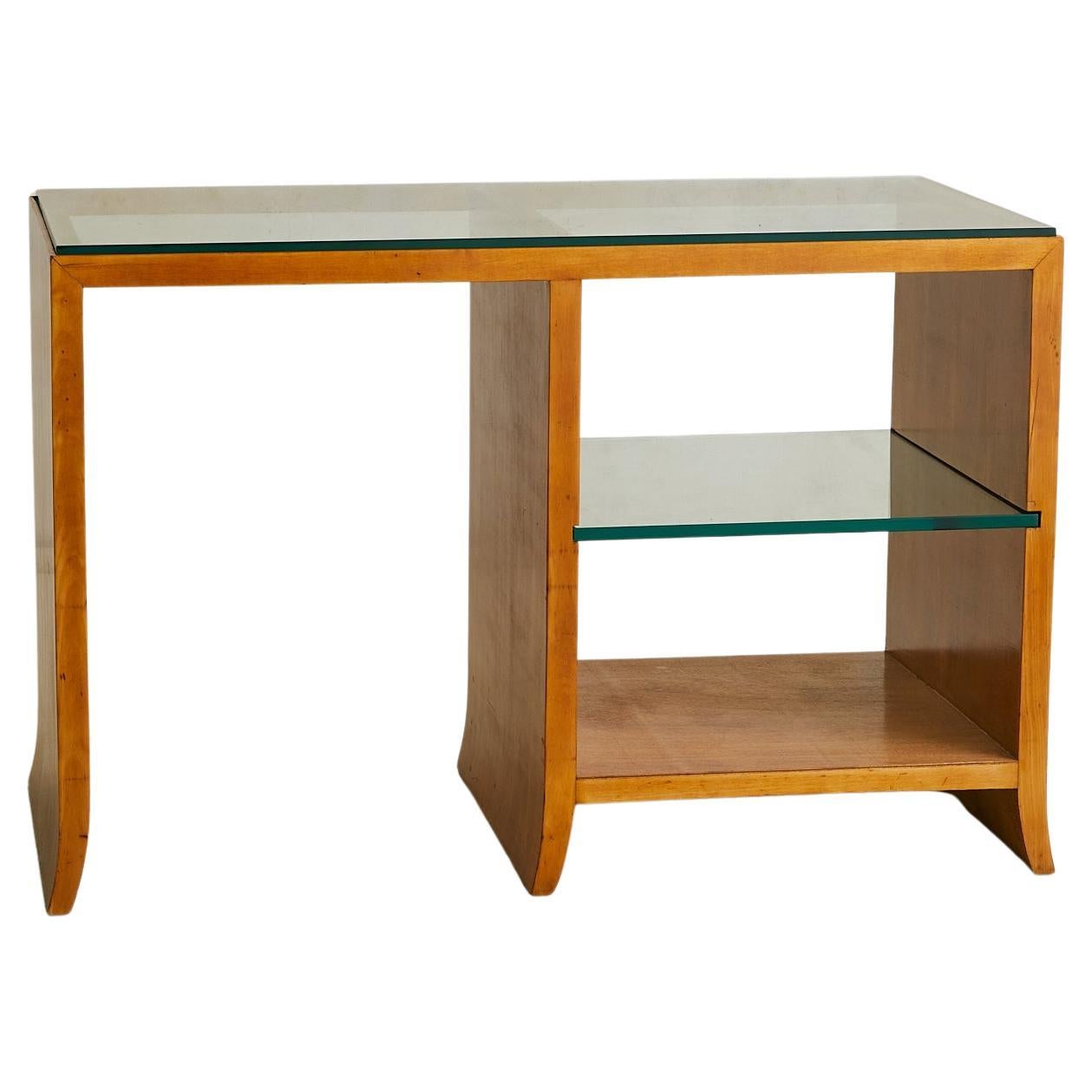 Italian Wood + Glass Desk in the Manner of Paolo Buffa, 1950s