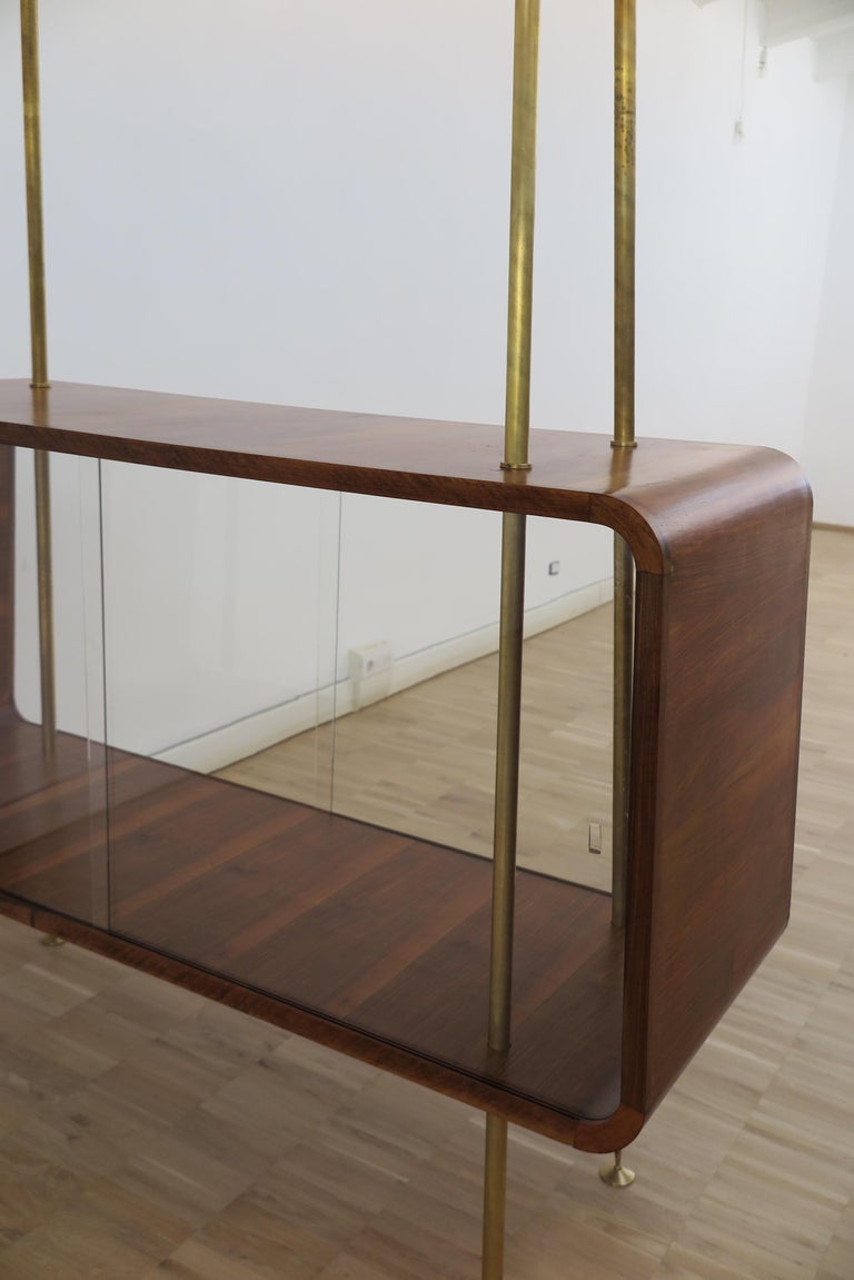 Italian Wood Glass Midcentury Modern Display Cabinet 1950s For