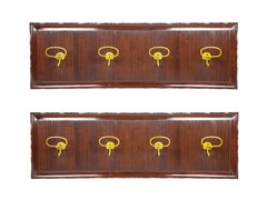 Appendiabiti da parete italiano in legno e alluminio dorato degli anni '50 di Fratelli Barni, set da 2