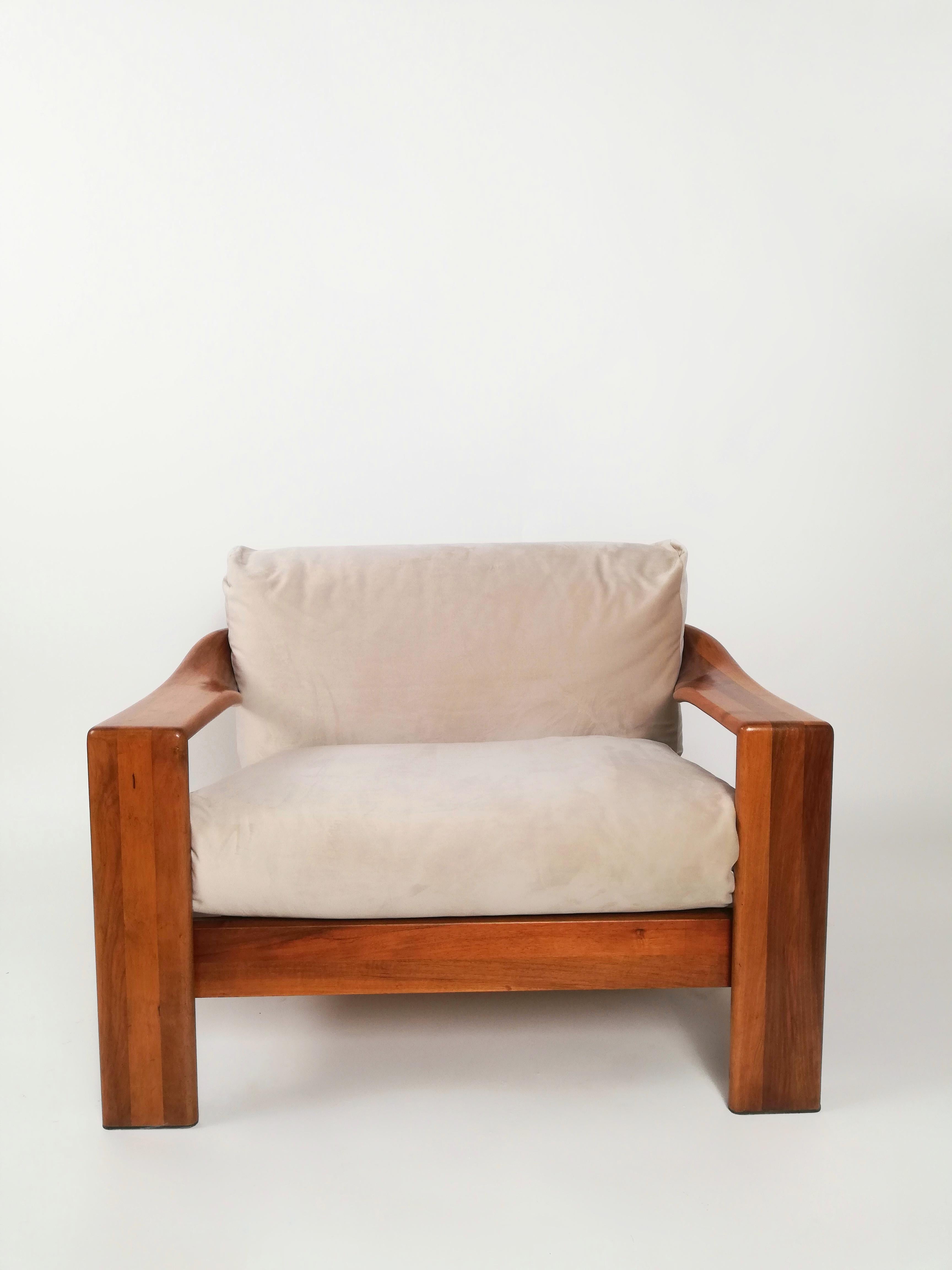 Italian Wood Lounge Chairs in the style of Tobia Scarpa, 1970s, Set of 2 5