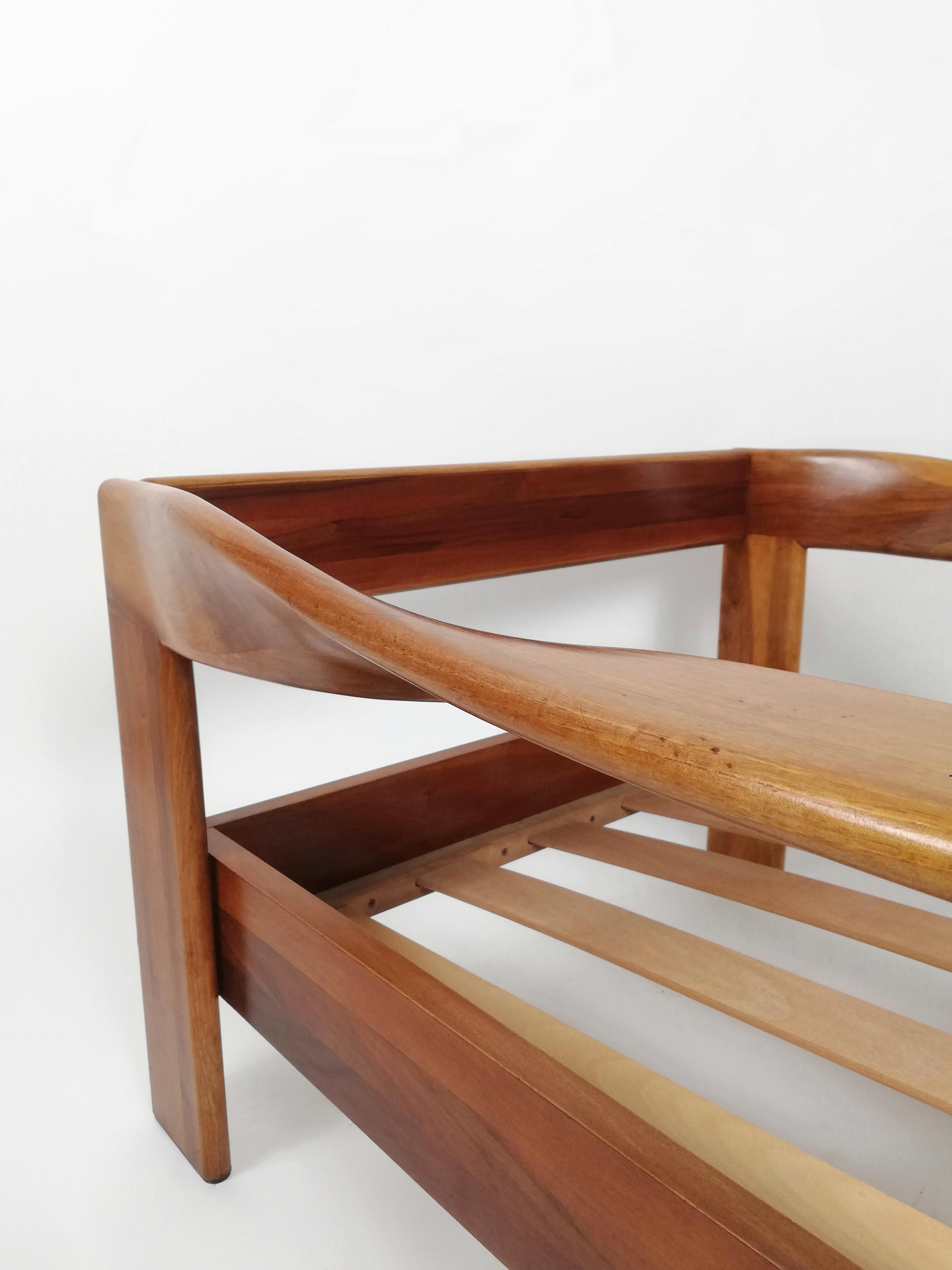 Italian Wood Lounge Chairs in the style of Tobia Scarpa, 1970s, Set of 2 1