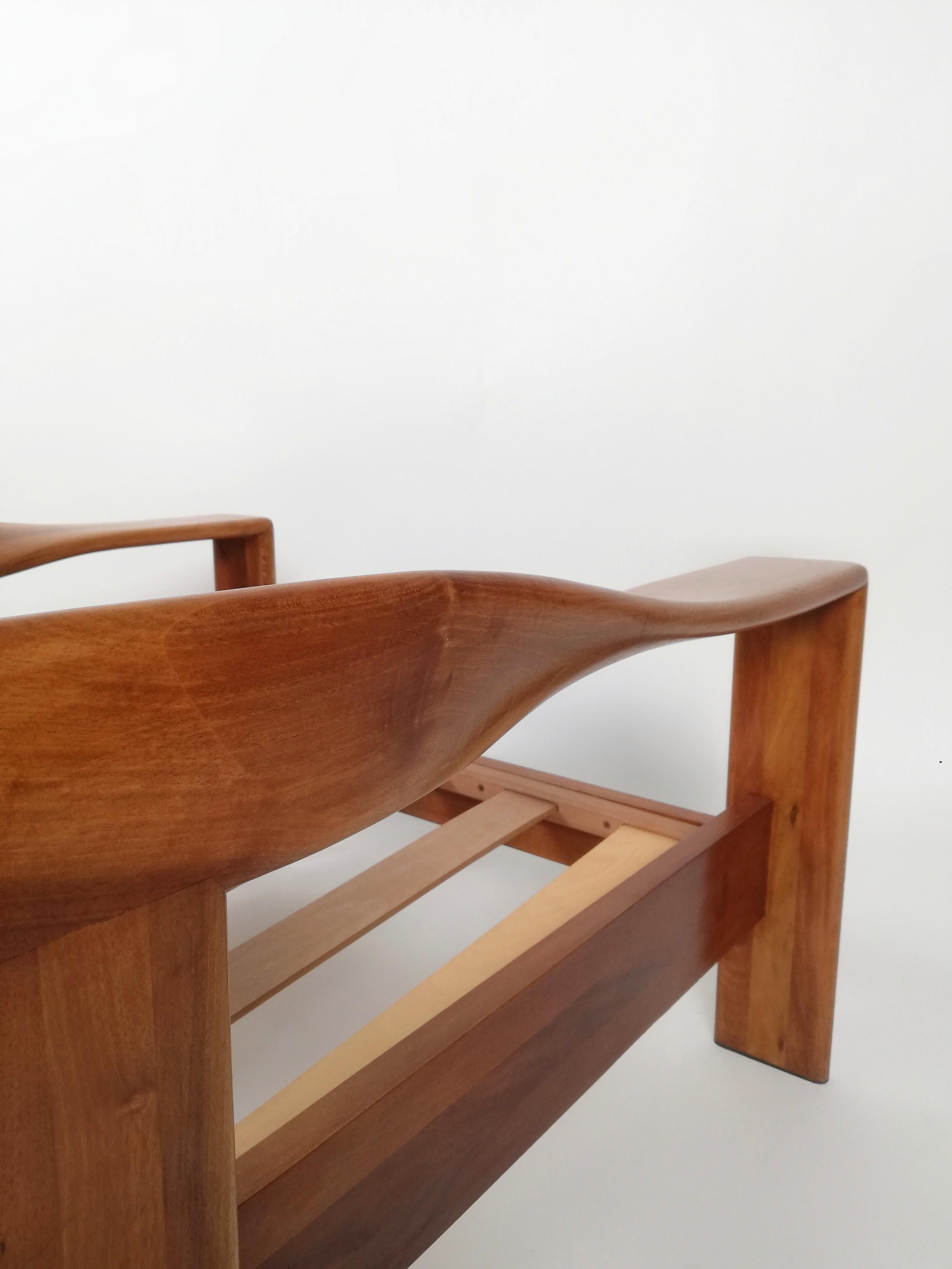 Italian Wood Lounge Chairs in the style of Tobia Scarpa, 1970s, Set of 2 2