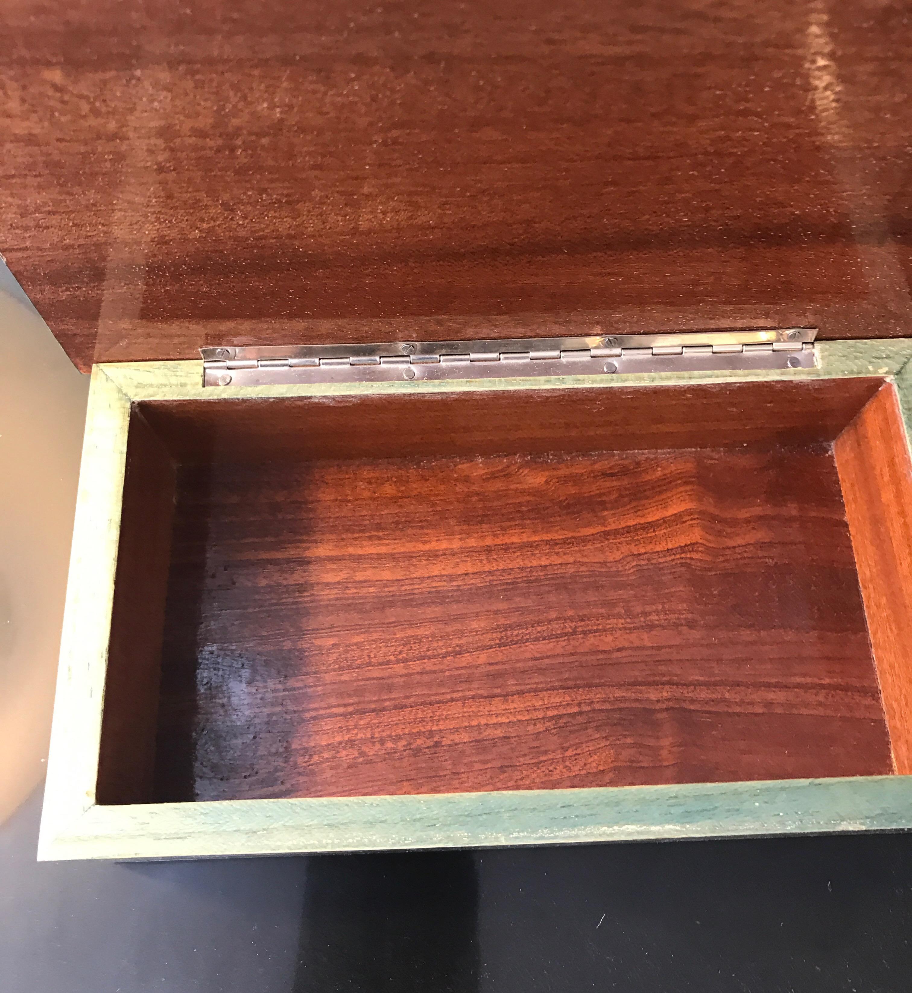 Italian Wood Marquetry Wood Midcentury Box Desk Accessory For Sale 2