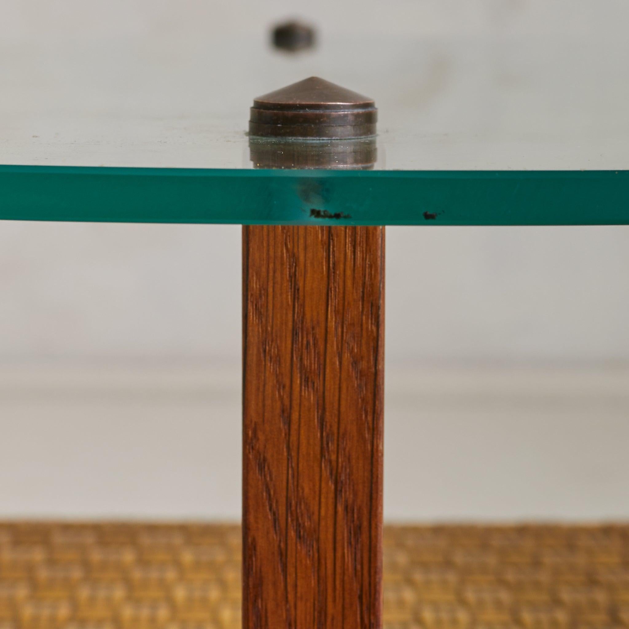 Italian Wood + Rattan Coffee Table with Glass Top, 1960s For Sale 2